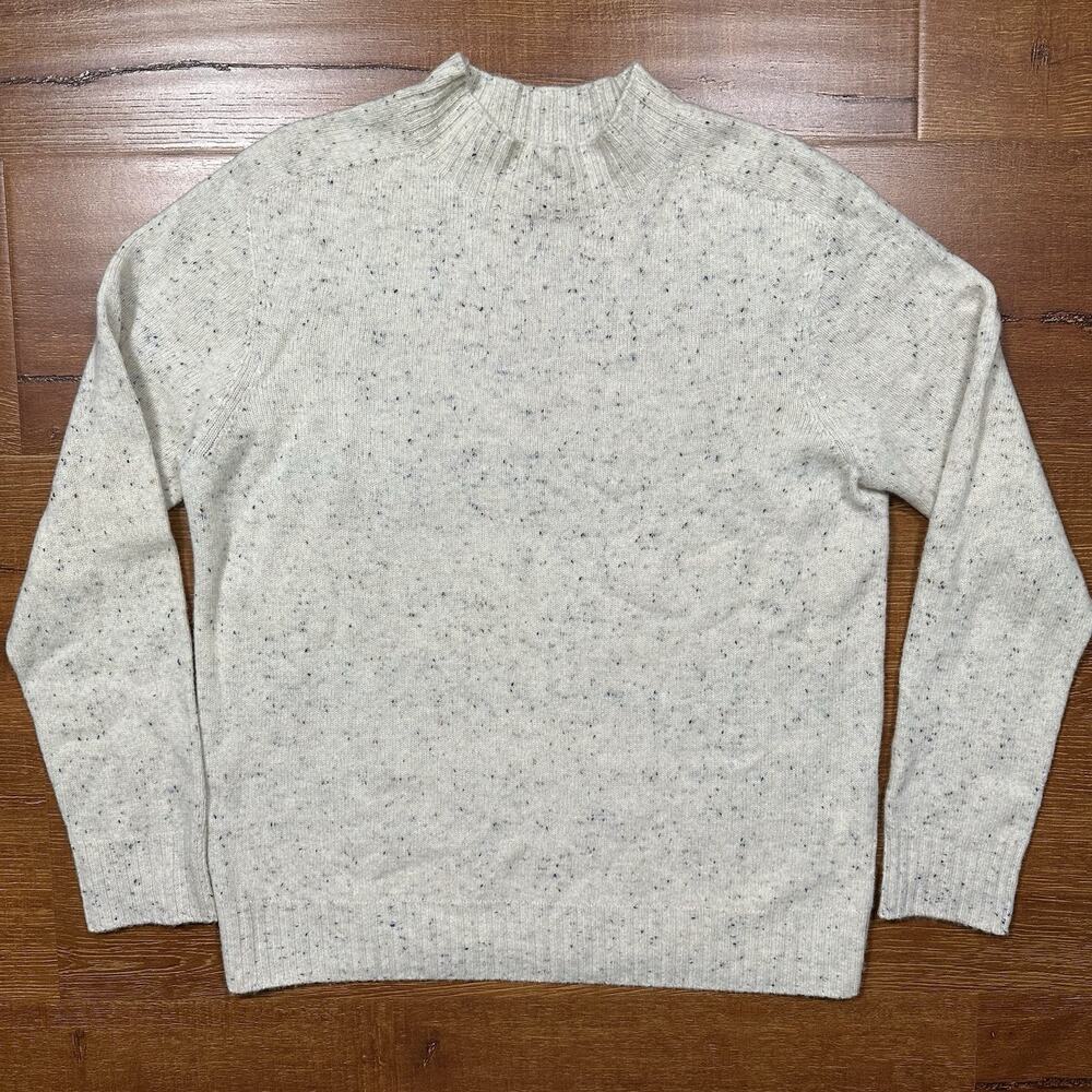 Soggo Paris Sweater Womens M Ivory Salt And Pepper 100% Wool Mock Neck Designer